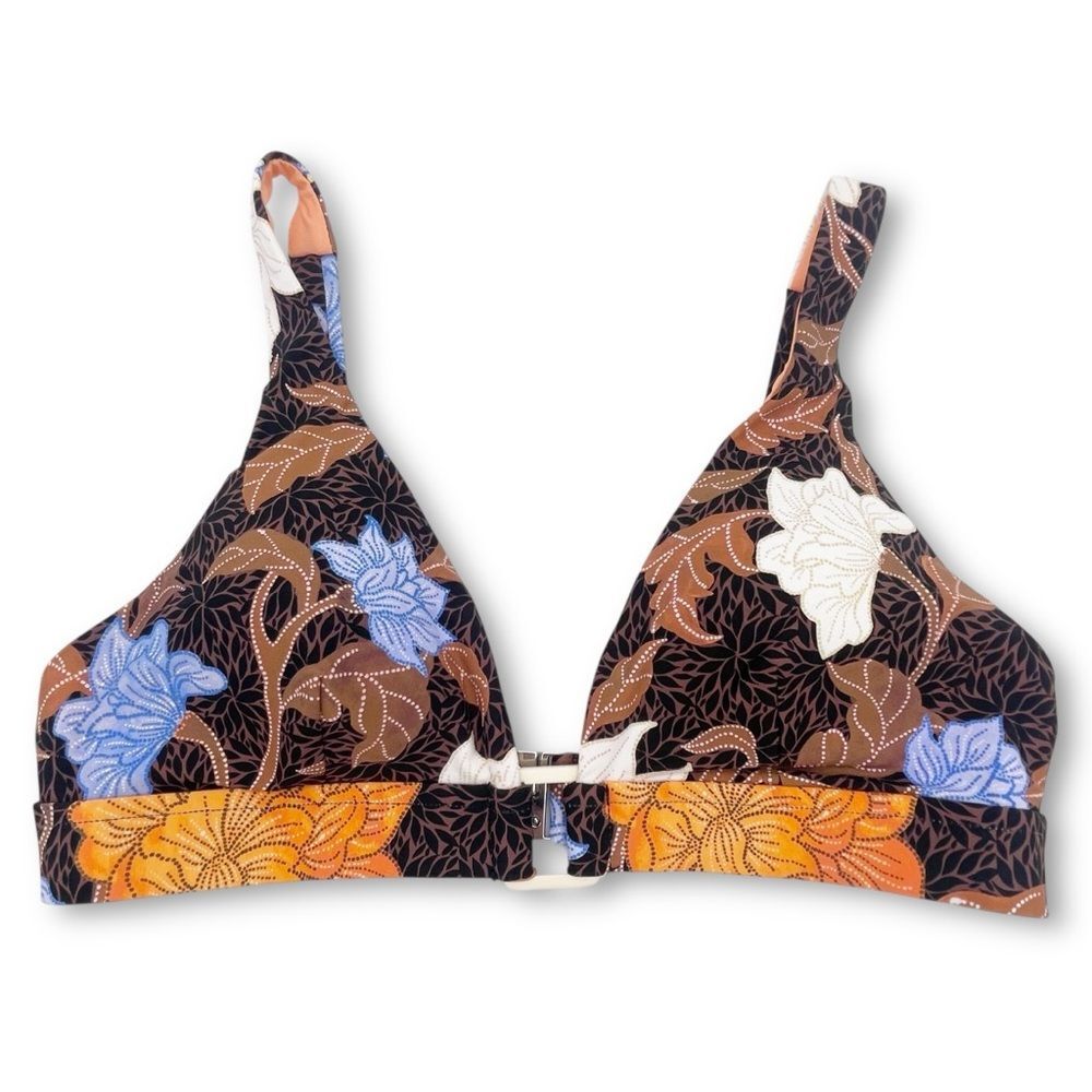 NWT Seafolly Boheme Longline Triangle Bikini Top Size 4 US Black Floral Bohemian - Picture 2 of 14